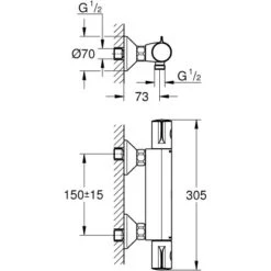Grohe Thermostat-Brausebatterie Grohtherm 800 Chrom 5 Grohe Thermostat-Brausebatterie Grohtherm 800 Chrom -Grohe Geschäft 0 thermostat masszeichnung