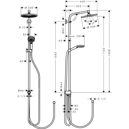 Hansgrohe Duschsystem Crometta S Showerpipe 240 EcoSmart Chrom/Weiß M. Umsteller 2 Hansgrohe Duschsystem Crometta S Showerpipe 240 EcoSmart Chrom/Weiß M. Umsteller – Bild 2