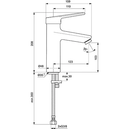 Ideal Standard Waschtischarmatur Ceraplus Ohne Ablaufgarnitur Grande Chrom 2 Ideal Standard Waschtischarmatur Ceraplus Ohne Ablaufgarnitur Grande Chrom – Bild 2