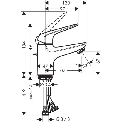 Hansgrohe Einhebel-Waschbeckenarmatur Novus 70 Mm Mit Zugstangen-Ablaufg. Chrom 2 Hansgrohe Einhebel-Waschbeckenarmatur Novus 70 Mm Mit Zugstangen-Ablaufg. Chrom – Bild 2