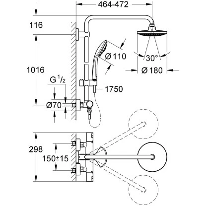 Grohe Duschsystem Vitalio Joy 180 Chrom 5-teilig 2 Grohe Duschsystem Vitalio Joy 180 Chrom 5-teilig – Bild 2