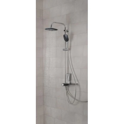 Schütte Überkopf-Brauseset Aquastar Umsteller Seitlich Chrom-Anthrazit 2 Schütte Überkopf-Brauseset Aquastar Umsteller Seitlich Chrom-Anthrazit – Bild 2