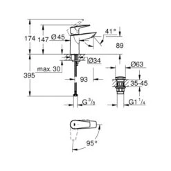 Grohe QuickFix Waschtischarmatur Start Edge S Energie-Spar-Funktion 32 Mm 1 1/4" 9 Grohe QuickFix Waschtischarmatur Start Edge S Energie-Spar-Funktion 32 Mm 1 1/4" -Grohe Geschäft 4005176555046 23900001 5