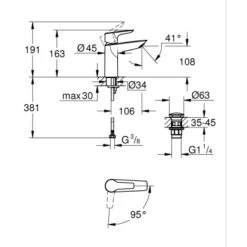 Grohe QuickFix Einhand-Waschtischbatterie Start Alira XL-Size Chrom -Grohe Geschäft 4005176768729 4520 VM 01