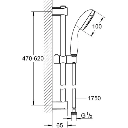 Grohe QuickFix Brausestangenset Vitalio Start 100 Schwarz 2 Strahlarten 6 Grohe QuickFix Brausestangenset Vitalio Start 100 Schwarz 2 Strahlarten – Bild 6