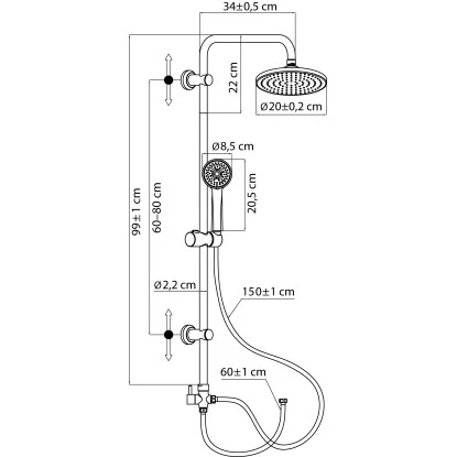 AquaSu Duschsystem Sato Mit 3 Strahlarten Rund Chrom-grau 2 AquaSu Duschsystem Sato Mit 3 Strahlarten Rund Chrom-grau – Bild 2