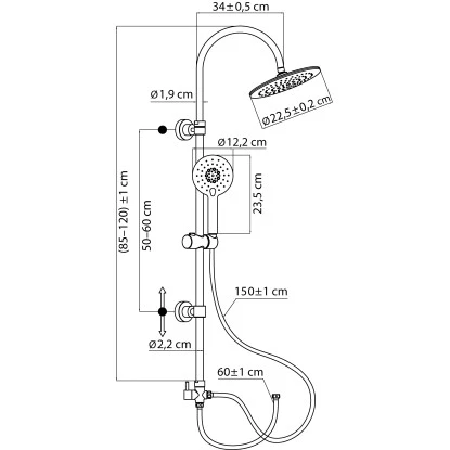 AquaSu Duschsystem Pitus Mit 4 Strahlarten Rund Chrom 2 AquaSu Duschsystem Pitus Mit 4 Strahlarten Rund Chrom – Bild 2