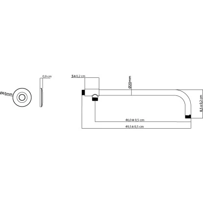 AquaSu Brausearm Soma Für Kopfbrause 50 Cm, Chrom 1 AquaSu Brausearm Soma Für Kopfbrause 50 Cm, Chrom