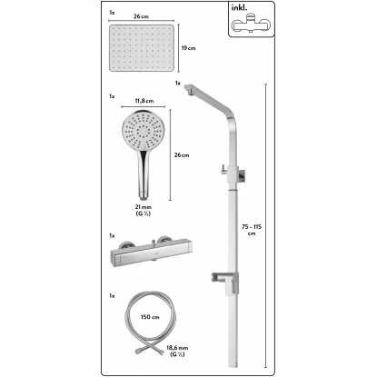 Baliv Überkopfbrauseset KBS-30.110 Verchromt 2 Baliv Überkopfbrauseset KBS-30.110 Verchromt – Bild 2