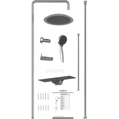 Schütte Überkopf-Brauseset Aquastar Umsteller Mittig Chrom-Anthrazit 7 Schütte Überkopf-Brauseset Aquastar Umsteller Mittig Chrom-Anthrazit – Bild 7