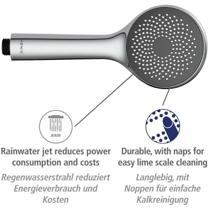 Wenko Duschkopf Watersaving Kunststoff (ABS) 9.5 X 9.5 Cm Chrom 3 Wenko Duschkopf Watersaving Kunststoff (ABS) 9.5 X 9.5 Cm Chrom – Bild 3