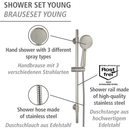 Wenko Brauseset Young 66 Cm Edelstahl 7 Wenko Brauseset Young 66 Cm Edelstahl – Bild 7
