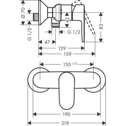 Hansgrohe Einhebel-Brausemischer Vernis Blend Aufputz Chrom 2 Hansgrohe Einhebel-Brausemischer Vernis Blend Aufputz Chrom – Bild 2