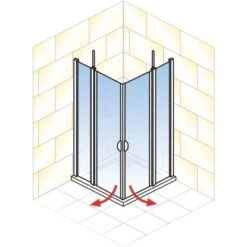 Schulte Eckeinstieg 4-teilig Sunny Alpinweiß Echtglas Klar Hell 180 Cm X 90 Cm -Grohe Geschäft 4060991013836 2053 AI 01