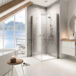 Schulte ExpressPlus Eckeinstieg Mit Drehfalttür Garant Chromoptik 200x80cm