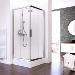 Schulte ExpressPlus Set Eckeinstieg Kristall/Trend Mit Duschwanne 185x80cm