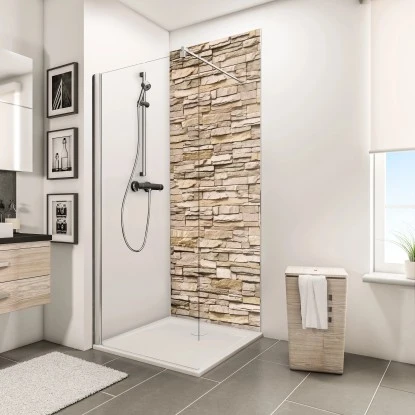 Schulte ExpressPlus DecoDesign Duschrückwand Dekor Verblender-Hell 210x100cm 2 Schulte ExpressPlus DecoDesign Duschrückwand Dekor Verblender-Hell 210x100cm – Bild 2