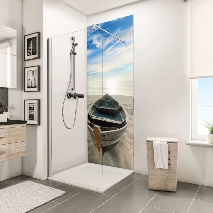 Schulte ExpressPlus DecoDesign Duschrückwand Foto Ruderboot Am Strand 210x90cm 2 Schulte ExpressPlus DecoDesign Duschrückwand Foto Ruderboot Am Strand 210x90cm – Bild 2