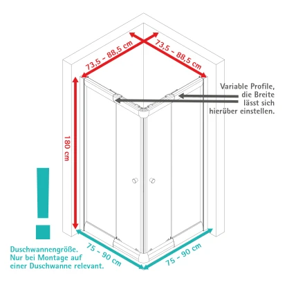 Schulte Eckeinstieg Mit Schiebetüren Sunny 180 Cm X 75-90 Cm Schwarz Glasdekor 6 Schulte Eckeinstieg Mit Schiebetüren Sunny 180 Cm X 75-90 Cm Schwarz Glasdekor – Bild 6