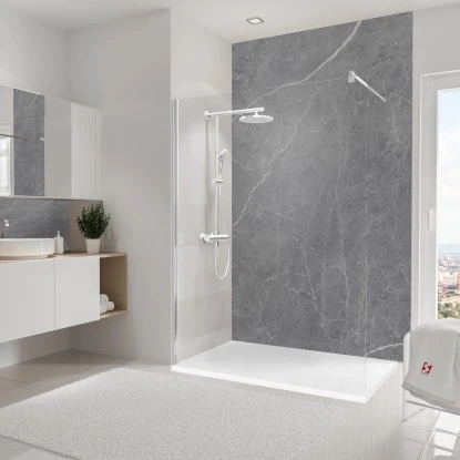 Schulte Duschrückwand DecoDesign Softtouch Stein Marmor-Grau 255 Cm X 150 Cm 2 Schulte Duschrückwand DecoDesign Softtouch Stein Marmor-Grau 255 Cm X 150 Cm – Bild 2