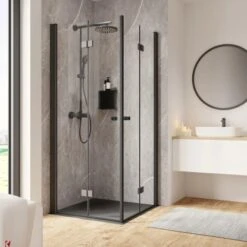 Schulte ExpressPlus Drehfalttür Eckeinstieg Garant 2.0 Mattschwarz 200 X 80 Cm