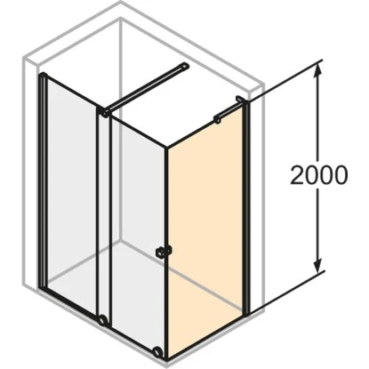 Hüppe Duschabtrennung Xtensa 4-Eck SW Maßanf. Silberhochglanz Klar 200 X 89,5 Cm 2 Hüppe Duschabtrennung Xtensa 4-Eck SW Maßanf. Silberhochglanz Klar 200 X 89,5 Cm – Bild 2