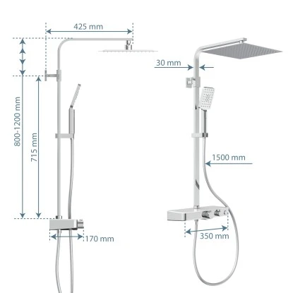 Schütte Überkopf-Brauseset Ocean Mit Thermostat-Ablage Chrom-Weiß 2 Schütte Überkopf-Brauseset Ocean Mit Thermostat-Ablage Chrom-Weiß – Bild 2