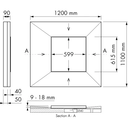 ESS Easy Drain Duschrinne DOT Square 61,5 X 61,5 Cm 4 ESS Easy Drain Duschrinne DOT Square 61,5 X 61,5 Cm – Bild 4