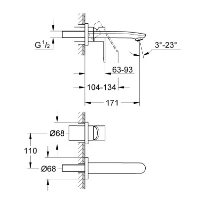 Grohe 2-Loch-Waschtischbatterie Eurostyle Cosmopolitan Chrom 2 Grohe 2-Loch-Waschtischbatterie Eurostyle Cosmopolitan Chrom – Bild 2