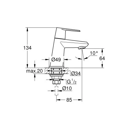 Grohe Standventil Eurodisc Cosmopolitan XS-Size Chrom 2 Grohe Standventil Eurodisc Cosmopolitan XS-Size Chrom – Bild 2
