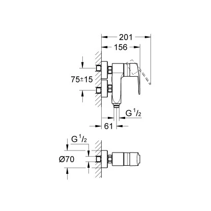 Grohe Vertica-Einhand-Brausebatterie Eurostyle Cosmopolitan Chrom 2 Grohe Vertica-Einhand-Brausebatterie Eurostyle Cosmopolitan Chrom – Bild 2