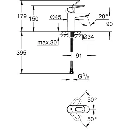 Grohe QuickFix Einhand-Waschtischbatterie Start Loop S-Size Glatter Körper Chrom 2 Grohe QuickFix Einhand-Waschtischbatterie Start Loop S-Size Glatter Körper Chrom – Bild 2