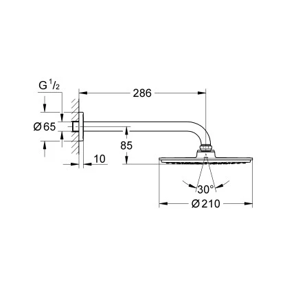 Grohe Kopfbrausenset Rainshower Cosmopolitan 210 Chrom Brausearm 286 Mm 2 Grohe Kopfbrausenset Rainshower Cosmopolitan 210 Chrom Brausearm 286 Mm – Bild 2
