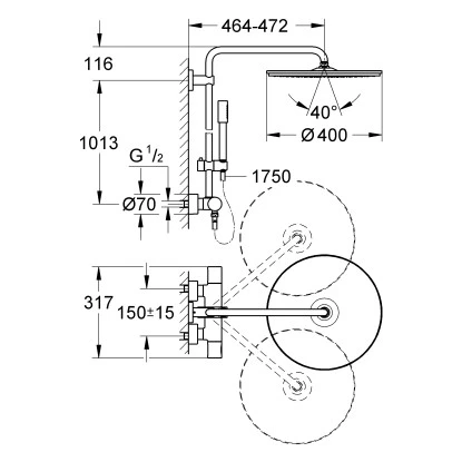 Grohe Duschsystem Rainshower 400 Mit Chrom Thermostatbatterie 3 Grohe Duschsystem Rainshower 400 Mit Chrom Thermostatbatterie – Bild 3