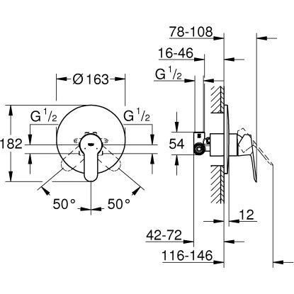 Grohe QuickFix Einhand-Brausebatterie Start Edge Chrom 2 Grohe QuickFix Einhand-Brausebatterie Start Edge Chrom – Bild 2