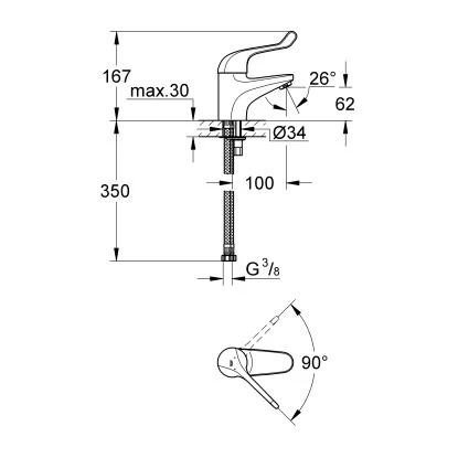 Grohe Einhand-Sicherheitsmisch- Waschtischbatterie Euroeco Special Glatt Chrom 3 Grohe Einhand-Sicherheitsmisch- Waschtischbatterie Euroeco Special Glatt Chrom – Bild 3