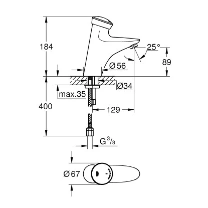 Grohe Selbstschluss-Waschtischbatterie Eurodisc SE Ohne Mischung Chrom 2 Grohe Selbstschluss-Waschtischbatterie Eurodisc SE Ohne Mischung Chrom – Bild 2
