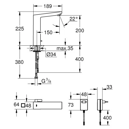Grohe Infrarot-Elektronik Für Waschtisch Eurocube E Mit Mischung Chrom 3 Grohe Infrarot-Elektronik Für Waschtisch Eurocube E Mit Mischung Chrom – Bild 3