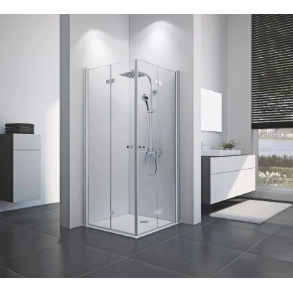 Breuer Eckeinstieg Drehfalttür Elana 8 Silber Matt Klarglas 90 X 90 Cm 2 Breuer Eckeinstieg Drehfalttür Elana 8 Silber Matt Klarglas 90 X 90 Cm – Bild 2