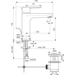 Ideal Standard Waschtischarmatur Cerafine O Mit Ablaufgarnitur 12 Cm Silk Black -Grohe Geschäft 605934 4650 4