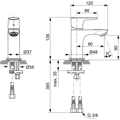 Ideal Standard Waschtischarmatur Connect Air Piccolo O. Ablaufg. Silver Storm 4 Ideal Standard Waschtischarmatur Connect Air Piccolo O. Ablaufg. Silver Storm – Bild 4