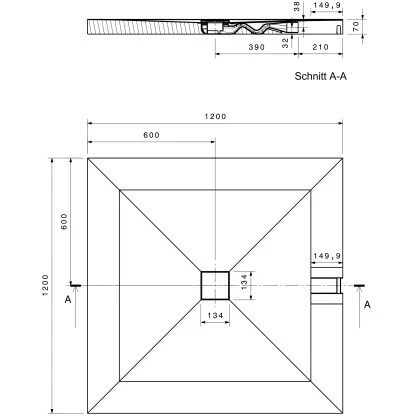 Bodenebenes Befliesbares Duschelement Indigno P Reno Mit Punktabl. 120 X 120 Cm 2 Bodenebenes Befliesbares Duschelement Indigno P Reno Mit Punktabl. 120 X 120 Cm – Bild 2