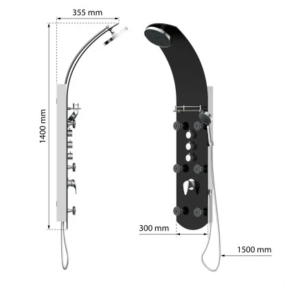 Eisl Duschpaneel Karibik 3 In 1 Mit Regendusche Sechs Massagedüsen Schwarz 3 Eisl Duschpaneel Karibik 3 In 1 Mit Regendusche Sechs Massagedüsen Schwarz – Bild 3