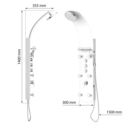 Eisl Duschpaneel Karibik 3 In 1 Mit Regendusche Sechs Massagedüsen Weiß 3 Eisl Duschpaneel Karibik 3 In 1 Mit Regendusche Sechs Massagedüsen Weiß – Bild 3