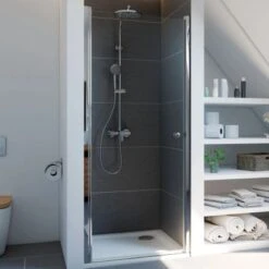 Breuer Drehtür Für Nische Links Elana 6 Silber Matt Klarglas 90 Cm