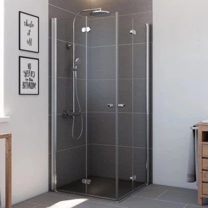 Breuer Eckeinstieg DrehfalttürElana Komfort Chrom Klarglas 80 X 80 Cm 1 Breuer Eckeinstieg DrehfalttürElana Komfort Chrom Klarglas 80 X 80 Cm