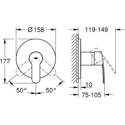 Grohe Einhand-Brausebatterie Eurostyle Cosmopolitan Chrom 2 Grohe Einhand-Brausebatterie Eurostyle Cosmopolitan Chrom – Bild 2
