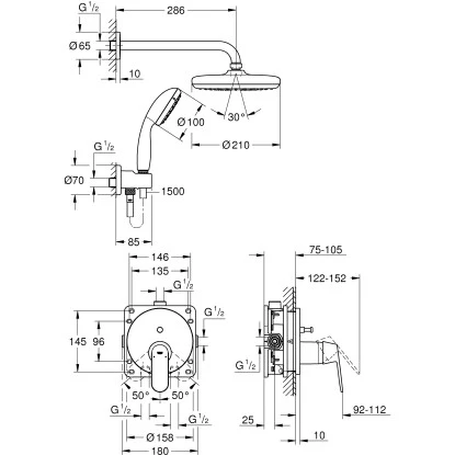 Grohe Duschsystem Eurosmart Cosmopolitan Chrom 2 Grohe Duschsystem Eurosmart Cosmopolitan Chrom – Bild 2