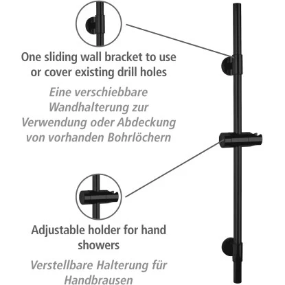 Wenko Duschstange Basic Schwarz 2 Wenko Duschstange Basic Schwarz – Bild 2
