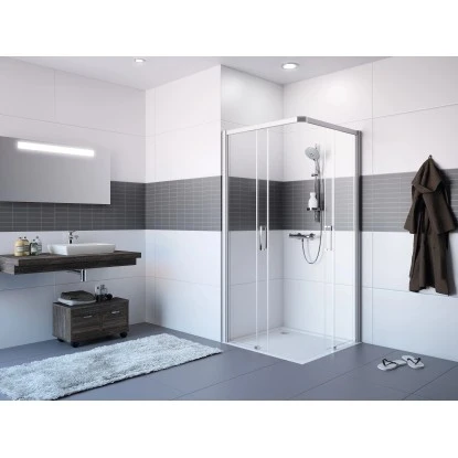 Hüppe Gleittüreckeinstieg EasyEntry 2-tlg. BxH: 80 Cm X 200 Cm Silber Hochglanz 1 Hüppe Gleittüreckeinstieg EasyEntry 2-tlg. BxH: 80 Cm X 200 Cm Silber Hochglanz